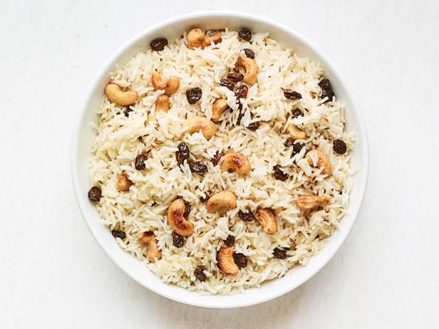 Basmati Rice with Fried Cashews and Raisins Recipe | Food Network